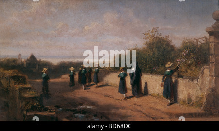 Bildende Kunst, Spitzweg, Carl (1808 – 1885), Malerei, Institut gehen, Kunstmuseum Düsseldorf, Karl, Deutsch, Biedermeier, 1 Stockfoto