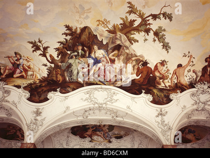 Bildende Kunst, Zick, Johann (1702-1762), Fresko, "Sterben Rast der Diana" (Diana Resting), 1750, Gartensaal, Würzburg Residenz, B Stockfoto
