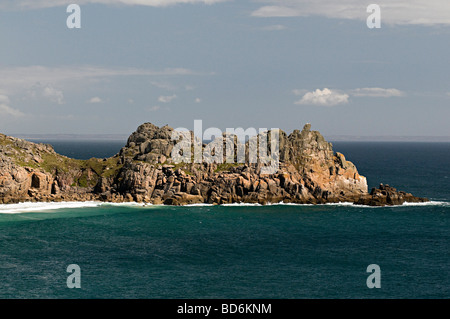 Porthcurno Cornwall Felsen und Klippen von Logan Rock Stockfoto