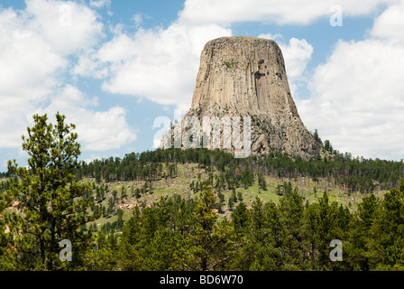 Ansicht des Devils Tower National Monument in Wyoming Stockfoto
