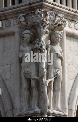 Detail der Dogenpalast, Piazza San Marco. Venedig, Italien. Stockfoto