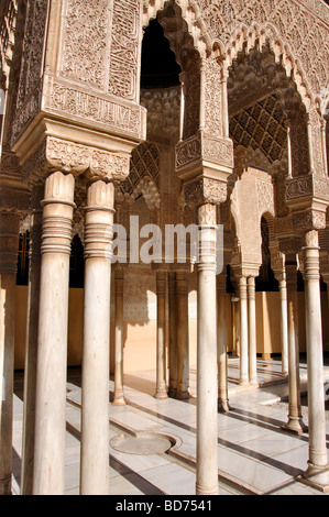 Patio de los Leones (Hof der Löwen), Palacio Nazaries, La Alhambra, Granada, Provinz Granada, Andalusien, Spanien Stockfoto