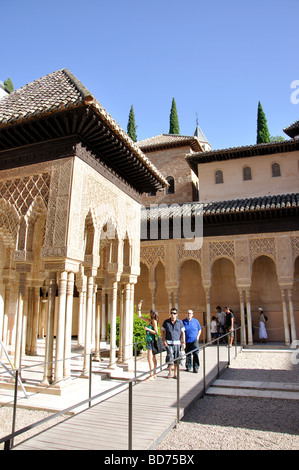 Patio de los Leones (Hof der Löwen), Palacio Nazaries, La Alhambra, Granada, Provinz Granada, Andalusien, Spanien Stockfoto