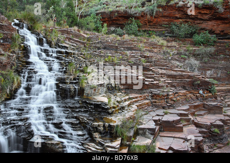 Panoramische Ansicht der Fortescue Falls. Pilbara, Karijini-Nationalpark. Australien, Western Australia Stockfoto