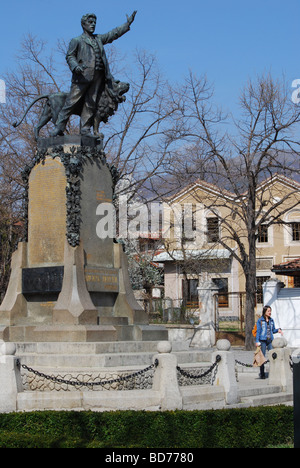 Revolutionäre Vasil Levski Denkmal und Square, im Zentrum der alten Stadt, Karlovo, Bulgarien Stockfoto