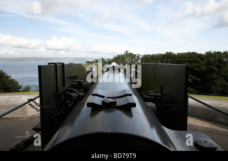 6-Zoll-Verschluss geladene Waffe am grauen Punkt Fort und Batterie aus dem Jahre 1904 als eine Küstenbatterie Belfast Lough zu schützen Stockfoto