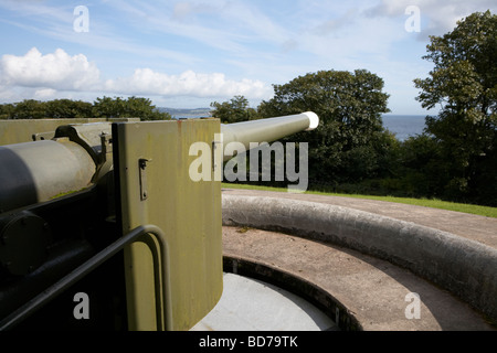 6-Zoll-Verschluss geladene Waffe am grauen Punkt Fort und Batterie aus dem Jahre 1904 als eine Küstenbatterie Belfast Lough zu schützen Stockfoto