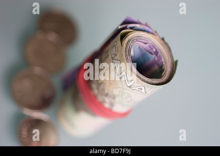 Kanadische Dollar Dollar Canadien Loonie Währung von Kanada begrenzt Schärfentiefe aufgrund Naheinstellung Stockfoto