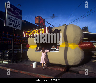 Eddie Blakes Tail O Pup-Hotdog-Stand in Los Angeles, CA Stockfoto