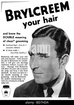 alte Werbung für Brylcreem von 1952 Stockfoto