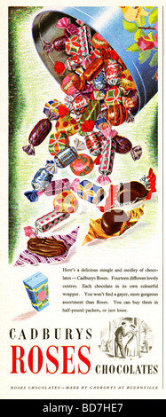 Cadburys Rosen Pralinen Anzeige in 1952, UK Stockfoto