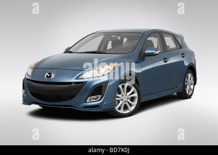 2010 Mazda MAZDA3 s blau - Winkel-Vorderansicht Stockfoto