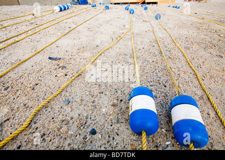 Schwimmern aus Kunststoff angelegt warten im Wasser, sicheres Schwimmen Bereiche erstellen lassen Stockfoto