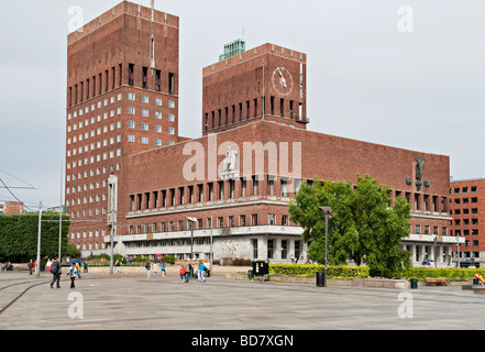 Oslo, Norwegen. Die modernistische Rathaus (Radhus), gebaut im Jahre 1931 durch Arneberg und Poulsson Stockfoto