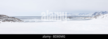 Überblick über das Eis im Village Kulusuk, Grönland Stockfoto