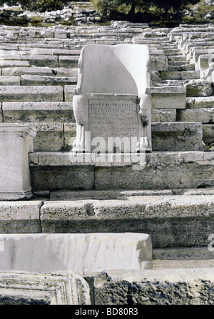 Geographie/Reise, Griechenland, Athen, Akropolis, Theater von Dionysos, erbaut ca. 300 v. Chr., Detail, Thron, Stockfoto