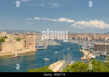 Panoramablick auf Marseille und alten Hafen Stockfoto