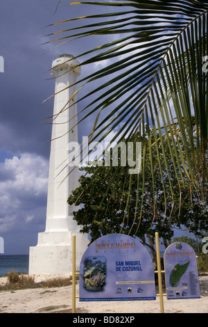 San Miguel de Cozumel Lighthouse Cozumel Harbor Lighthouse Marine Park Cozumel Island Yucatan Mexiko Stockfoto