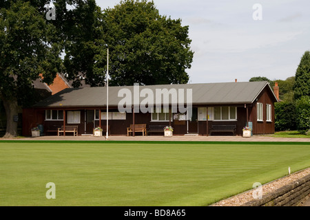 Ein Bowling Green und Clubhaus Pavillon in Market Bosworth. Stockfoto