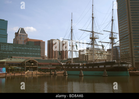 USS Constellation, die letzte alle Segel-Kriegsschiff der US-Marine gebaut ist für die Öffentlichkeit als Museum in Baltimore Inner Harbor Stockfoto