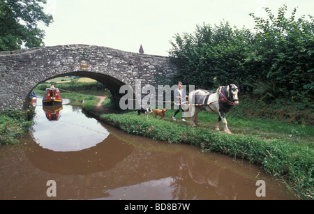 Pferdekutsche Narrowboat auf der Brecon Canal Monmouth in Wales Stockfoto