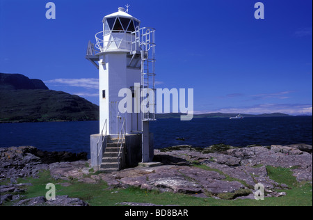 Rubha Cadail Leuchtturm bei Umzügen in der Nähe von Ullapool, Sutherland, Schottland Stockfoto