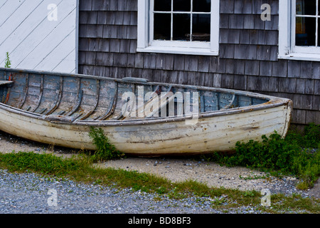 Alte blaue Boot Rockland Maine USA Stockfoto