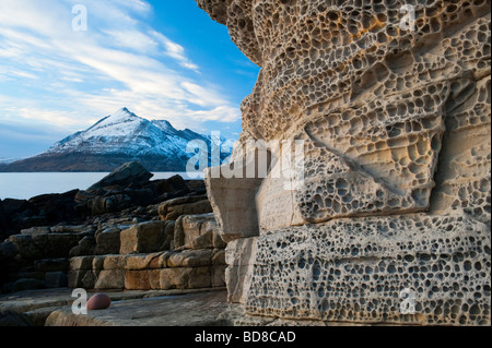 Cuillin Hills betrachtet von Elgol Isle Of Skye Inneren Hebriden Rechtsdiskussion Stockfoto