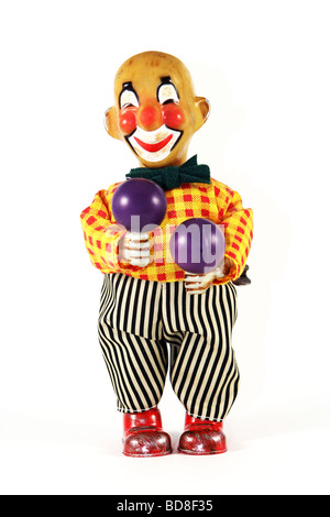 Vintage mechanische Wind-up Clown Spielzeug spielen maracas Stockfoto