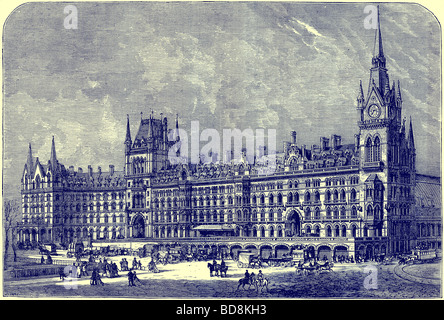 Vorderseite des St. Pancras Station und Hotel Illustration von Old und New London durch Edward Walford Cassell C 1880 Stockfoto