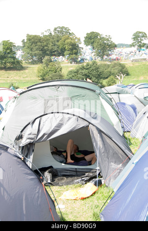 Zelten auf dem Big Chill Festival 2009 Stockfoto