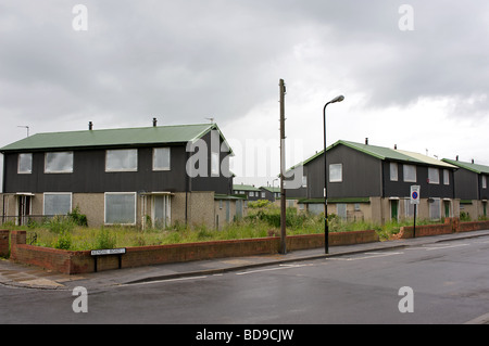 Einige der 120 Eigenschaften erwarten Abriss im Bereich Belle Vue von Hartlepool, UK. Stockfoto