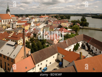 Blick auf die Stadt Jindrichuv Hradec Stockfoto