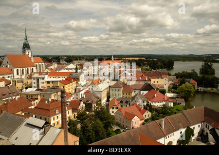 Blick auf die Stadt Jindrichuv Hradec Stockfoto