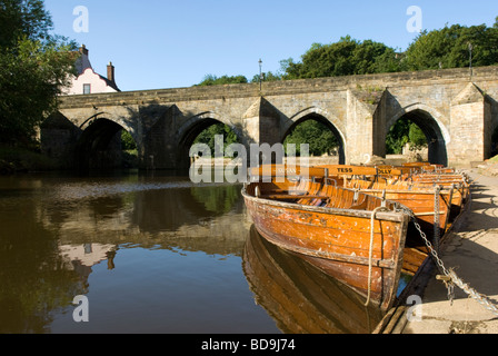 Ruderboote auf dem Fluss tragen Durham County Durham England Stockfoto