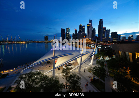 Marina Bay und Esplanade Theater Panorama, Singapur SIN Stockfoto