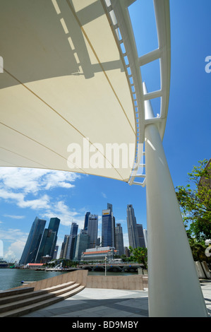 Marina Bay Und Das Panorama Der Esplanade Theater, Singapur SIN Stockfoto