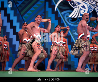 Rotorua Maori Arts Festival Maori Hakka Tanz Stockfoto