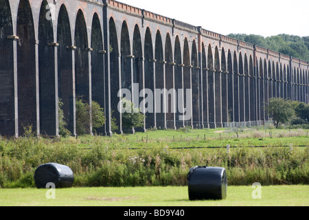 Großbritanniens längsten Eisenbahnviadukt bei Harringworth zwischen Rutland & Northamptonshire Welland Tal durchquert Stockfoto