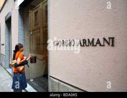 Giorgio Armani in Quadrilatero della Moda, Mailand, Italien Stockfoto