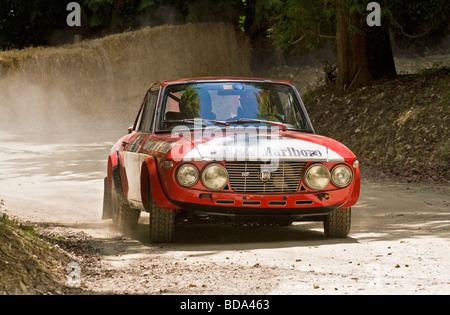 1973 Lancia Fulvia HF auf der Rallye-Bühne beim Goodwood Festival of Speed, Sussex, UK. Fahrer: Alessandro Carrara. Stockfoto