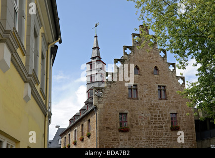 Teil des Rathauses von 1377 in Korbach, Hessen, Deutschland. Stockfoto