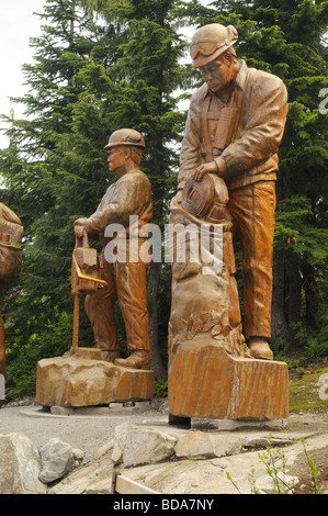 Holzskulptur auf Grouse Mountain in Vancouver in British Columbia Stockfoto