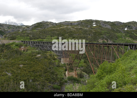 Stahl-Brücke, White Pass & Yukon Route Railway Tour, Skagway, Alaska Stockfoto