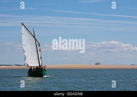 Möwe-Boot in der Nähe von Cordouan Stockfoto