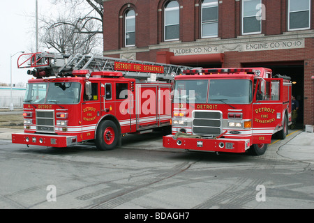 Leiter Co 4 Motor Co10 Detroit Feuerwehr Detroit MI USA diese Feuer Unternehmen sind jetzt dauerhaft aufgelöst worden Stockfoto