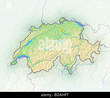 Schweiz, schattierte Reliefkarte. Stockfoto