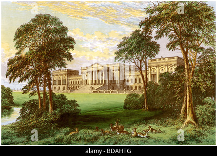 Stowe Park, Buckinghamshiere, Haus des Herzogs und der Marquis von Buckingham und Chandos, c 1880. Artist: Unbekannt Stockfoto