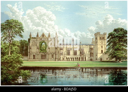 Newstead Abbey, Nottinghamshire, der Heimat der Webb Familie, c 1880. Artist: Unbekannt Stockfoto