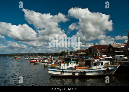 Bilder von südlichen Regionen Chiles, Chiloé, die größte Insel in Chile. Stadt Dalcahue Stockfoto